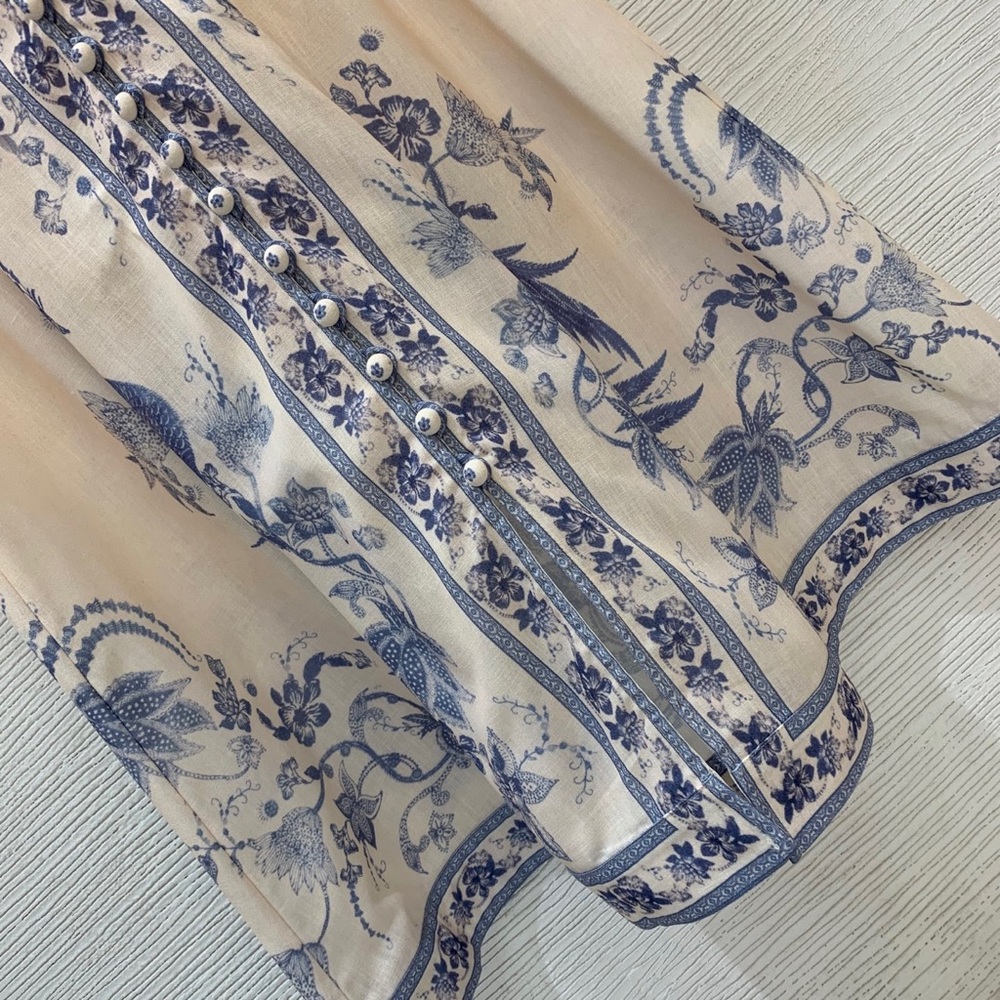 Zimmermann Beige Dress with Blue Floral Embroidery - Picture 4 of 9